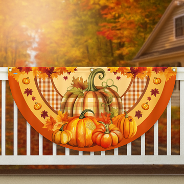 Discover Fall Flag Pumpkin Thanksgiving Non-Pleated Fan Flag 3-Day Shipping