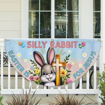 Discover Bunny Easter Day Silly Rabbit Easter is for Jesus Non-Pleated Fan Flag