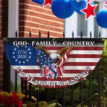 Discover 250 Years of Blessing 1776 2026 Fan Flag, God Family Country Patriotic Flag Decor