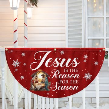 Discover Jesus Is The Reason For The Season Nativity of Jesus Christmas Non-Pleated Fan Flag
