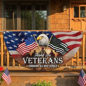 Discover Thank You Veterans, American Eagle Veterans Day Veteran Non-Pleated Fan Flag 3-Day Shipping