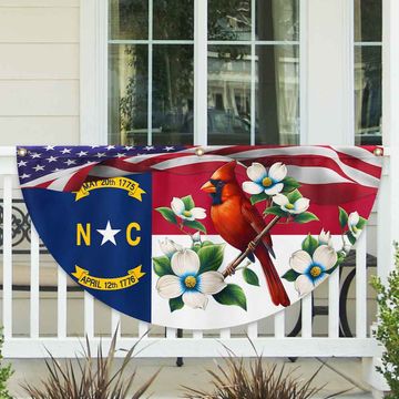 Discover North Carolina State Dogwood Flower and Cardinal Non-Pleated Fan Flag