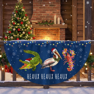 Discover Louisiana Merry Christmas Joyeux Noël Y’all Alligator Pelican Crawfish Non-Pleated Fan Flag  3-Day Shipping
