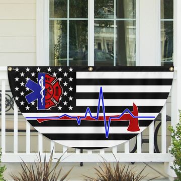 Discover EMT Firefighter American Non-Pleated Fan Flag