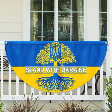 Discover Stand With Ukraine Non-Pleated Fan flag