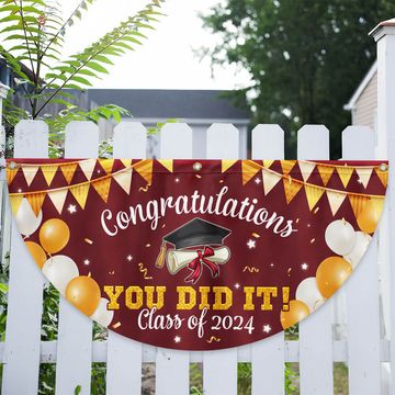 Discover Congratulations You Did It, Happy Graduation Non-Pleated Fan Flag