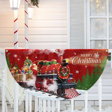Discover Christmas Santa Train Santa Claus Non-Pleated Fan Flag