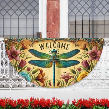 Discover Dragonfly Welcome Non-Pleated Fan Flag for Outdoor Home Decor