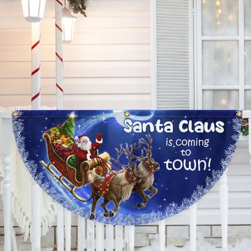Discover Santa Claus Is Coming Christmas Non-Pleated Fan Flag