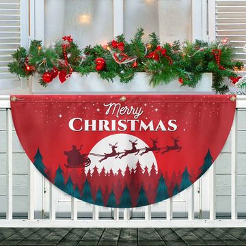 Discover Christmas Fan Flag Xmas Santa's Sleigh Non-Pleated Fan Flag