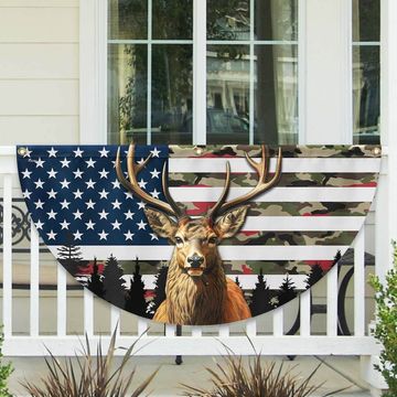 Discover Deer Hunting American Flag Non-pleated Fan Flag