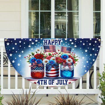 Discover Independence Day Patriotic Flowers 4th Of july Floral Non-Pleated Fan Flag