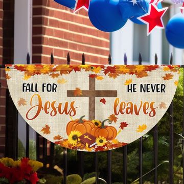 Discover Fall For Jesus He Never Leaves Non-Pleated Fan Flag