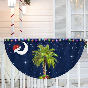 Discover South Carolina Christmas Palm Tree Non-Pleated Fan Flag  3-Day Shipping