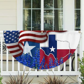 Discover Texas Bluebonnet Non-Pleated Fan Flag