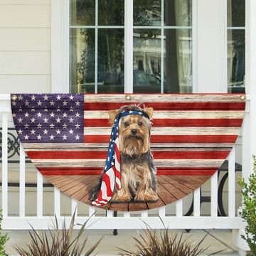 Discover Yorkshire Terrier Dog Flag Charming Dog Wrapped in Glory Non-Pleated Fan Flag