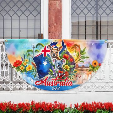 Discover Happy Australia Day, Australia Non-Pleated Fan Flag