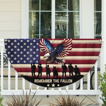 Discover Remember the Fallen Veterans Memorial Day Patriotic Non-Pleated Fan Flag