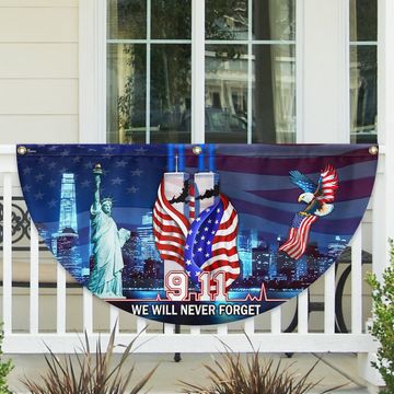 Discover 911 Patriot Day Flag 9/11 September 11 Never Forget Non-Pleated Fan Flag