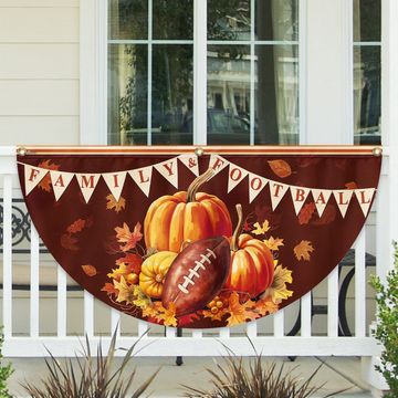 Discover Fall Family And Football Non-Pleated Fan Flag
