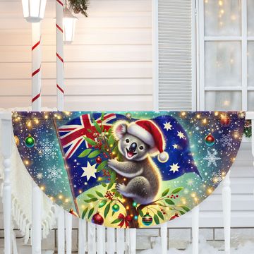 Discover Australian Koala Christmas Australia Non-Pleated Fan Flag