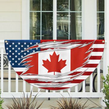 Discover Canada US Friendship Canadian American Non-Pleated Fan Flag