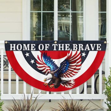 Discover Patriotic Eagle Home of the Brave Non-Pleated Fan Flag
