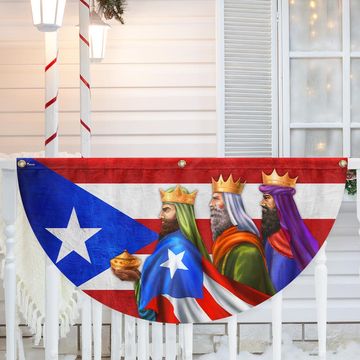 Discover Three Kings Three Wise Men Puerto Rico Epiphany Feliz dia de Reyes Non-Pleated Fan Flag
