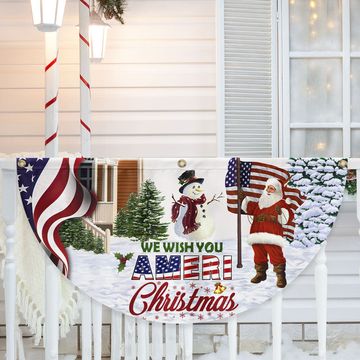 Discover Santa Claus We Wish You Ameri Christmas Non-Pleated Fan Flag
