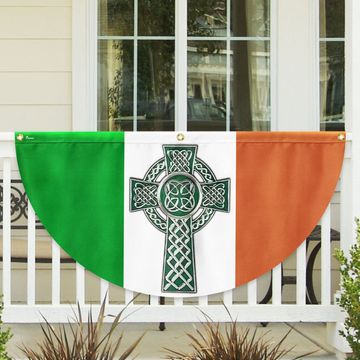 Discover Irish Celtic Cross St Patrick's Day Non-Pleated Fan Flag