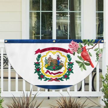 Discover Cardinal and Rhododendron Flower, West Virginia Non-Pleated Fan Flag TPT1858FLv1