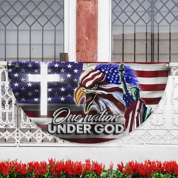 Discover US Eagle Cross Freedom One Nation Under God Non-Pleated Fan Flag
