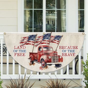 Discover Land Of The Free Because Of The Brave 4th Of july Non-Pleated Fan Flag
