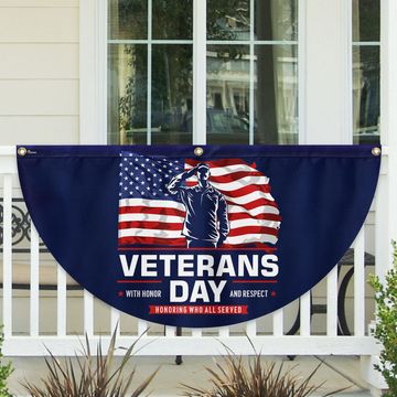 Discover Veterans Day Honoring Who All Served With Honor and Respect Non-Pleated Fan Flag