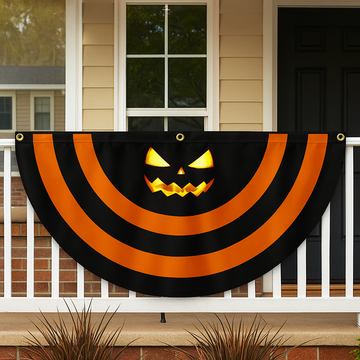 Discover Halloween Pumpkin Scary Non-Pleated Fan Flag