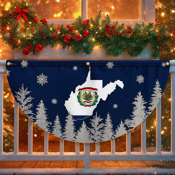 Discover West Virginia Christmas Non-Pleated Fan Flag