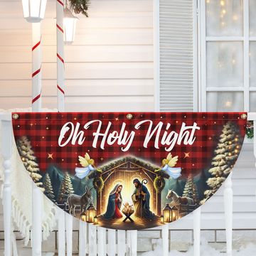 Discover Nativity Of Jesus Christmas Silent Night Oh Holy Night Non-Pleated Fan Flag