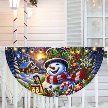 Discover Funny Snowman Merry Christmas Winter Non-Pleated Fan Flag