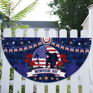 Discover Memorial Day Veteran Kneeling Non-Pleated Fan Flag
