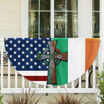 Discover Irish Celtic Knot Cross St. Patrick’s Day Irish American Non-Pleated Fan Flag