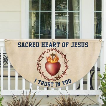 Discover Sacred Heart Of Jesus I Trust In You Catholic Christian Non-Pleated Fan Flag