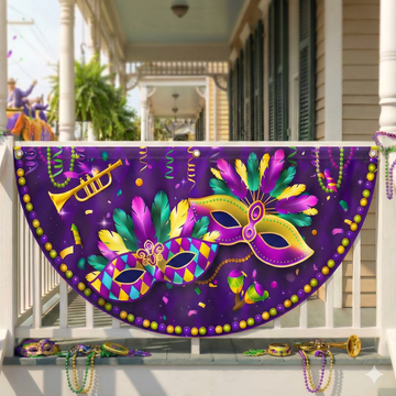 Discover Louisiana Mardi Gras Fan Flag, Masks Beads Fat Tuesday Home Decor