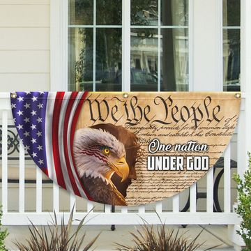 Discover We The People, One Nation Under God, American Eagle Jesus Non-Pleated Fan Flag