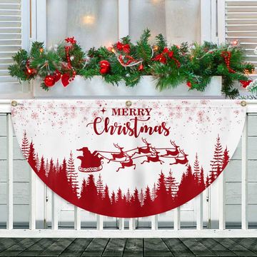 Discover Christmas Half Fan Flag Santa Claus Reindeers Non-Pleated Fan Flag