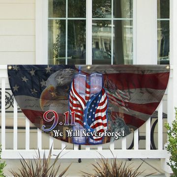 Discover 911 Patriot Day Never Forget September 11th Twin Towers 9/11 Non-Pleated Fan Flag