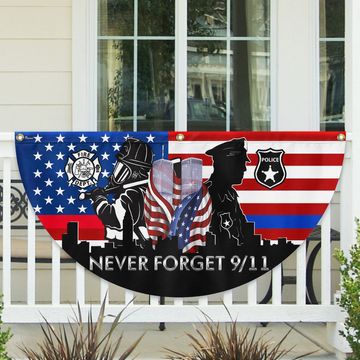 Discover 911 Patriot Day Flag Never Forget September 11, 2001 9/11 Non-Pleated Fan Flag