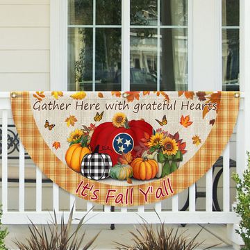 Discover Fall Tennessee Flag It's Fall Y'all Halloween Pumpkin Thanksgiving Non-Pleated Fan Flag TPT2188FLv1