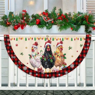 Discover Hens Christmas Funny Chickens Non-Pleated Fan Flag, Farm Flag