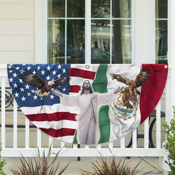 Discover Mexican American Jesus Non-Pleated Fan Flag