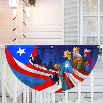 Discover Three Kings Three Wise Men Puerto Rico Non-Pleated Fan Flag